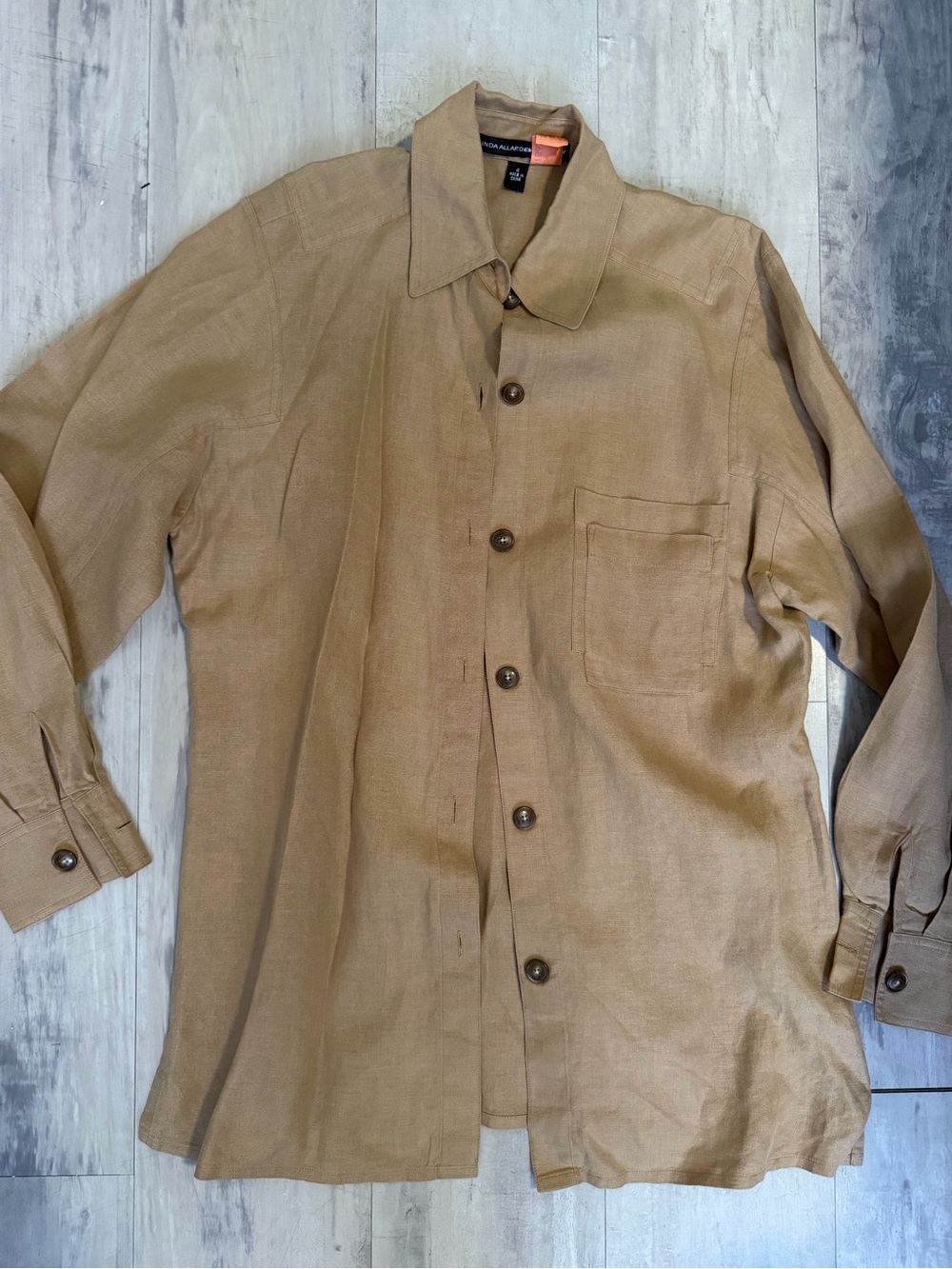 Women’s 100% linen Light Brown Button-Up Shirt Jacket